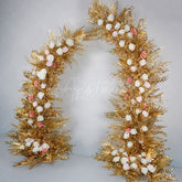 Aperturee - Aperturee Set of 2 Gold Leaves Floral Archway For Wedding